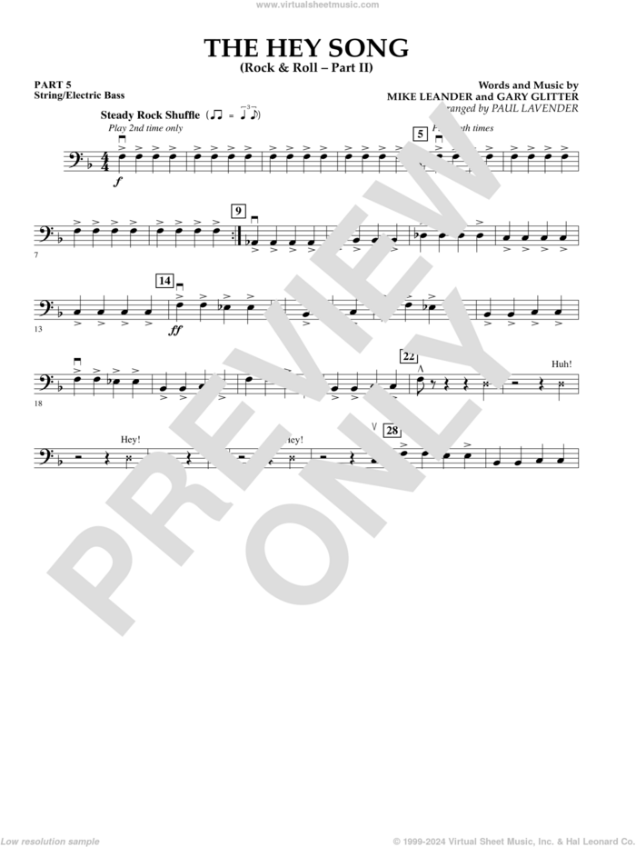 The Hey Song (Rock and Roll Part II) (Flex-Band) sheet music for concert band (string/electric bass) by Gary Glitter, Paul Lavender and Mike Leander, intermediate skill level