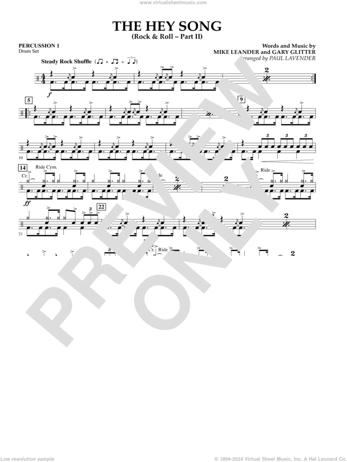 The Hey Song (Rock and Roll Part II) (Flex-Band) sheet music for concert band (percussion 1) by Gary Glitter, Paul Lavender and Mike Leander, intermediate skill level