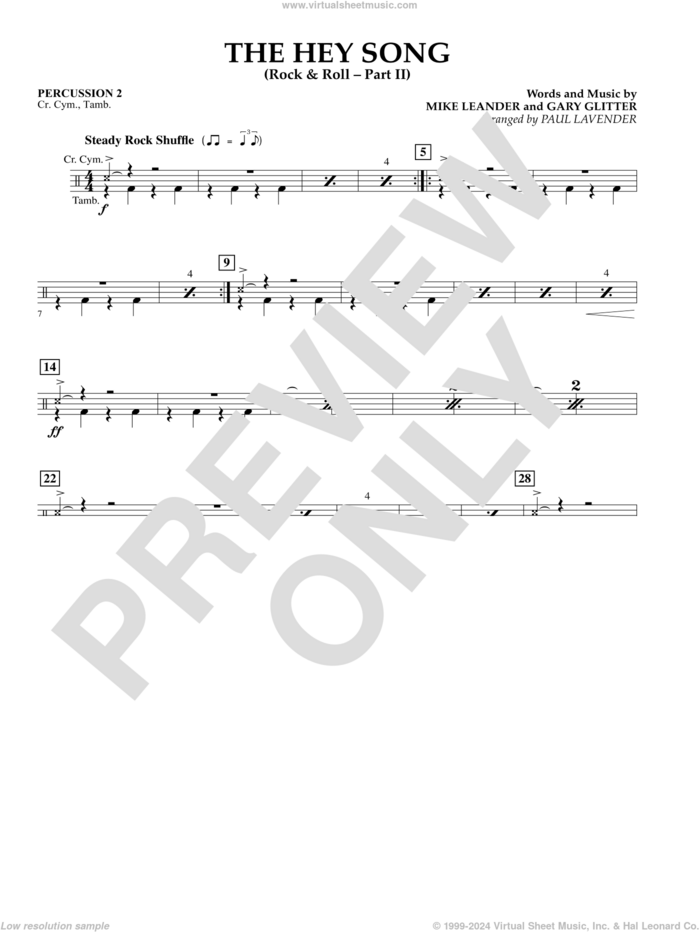 The Hey Song (Rock and Roll Part II) (Flex-Band) sheet music for concert band (percussion 2) by Gary Glitter, Paul Lavender and Mike Leander, intermediate skill level