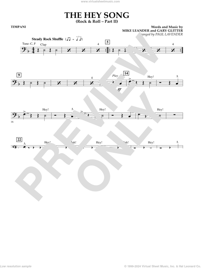 The Hey Song (Rock and Roll Part II) (Flex-Band) sheet music for concert band (timpani) by Gary Glitter, Paul Lavender and Mike Leander, intermediate skill level