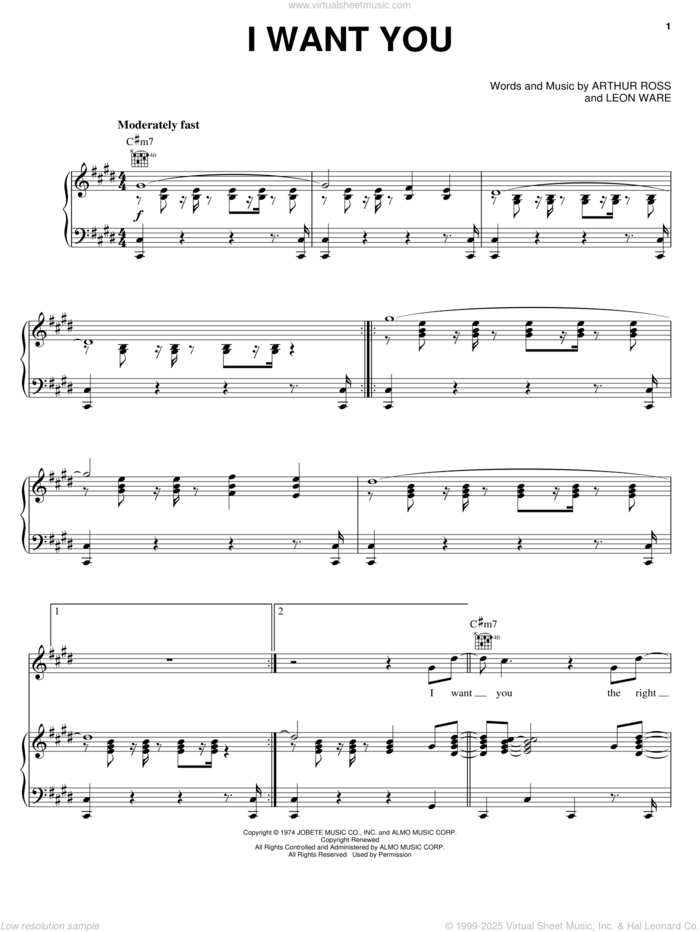 I Want You sheet music for voice, piano or guitar by Michael McDonald, Madonna, Leon Ware and T-Boy Ross, intermediate skill level