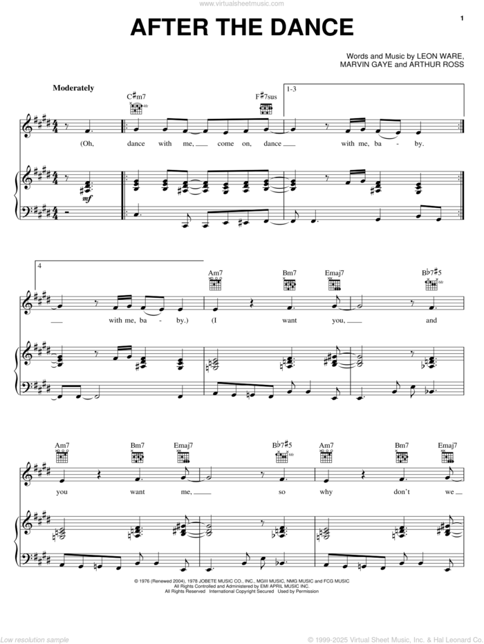 After The Dance sheet music for voice, piano or guitar by Michael McDonald, Arthur Ross, Leon Ware and Marvin Gaye, intermediate skill level