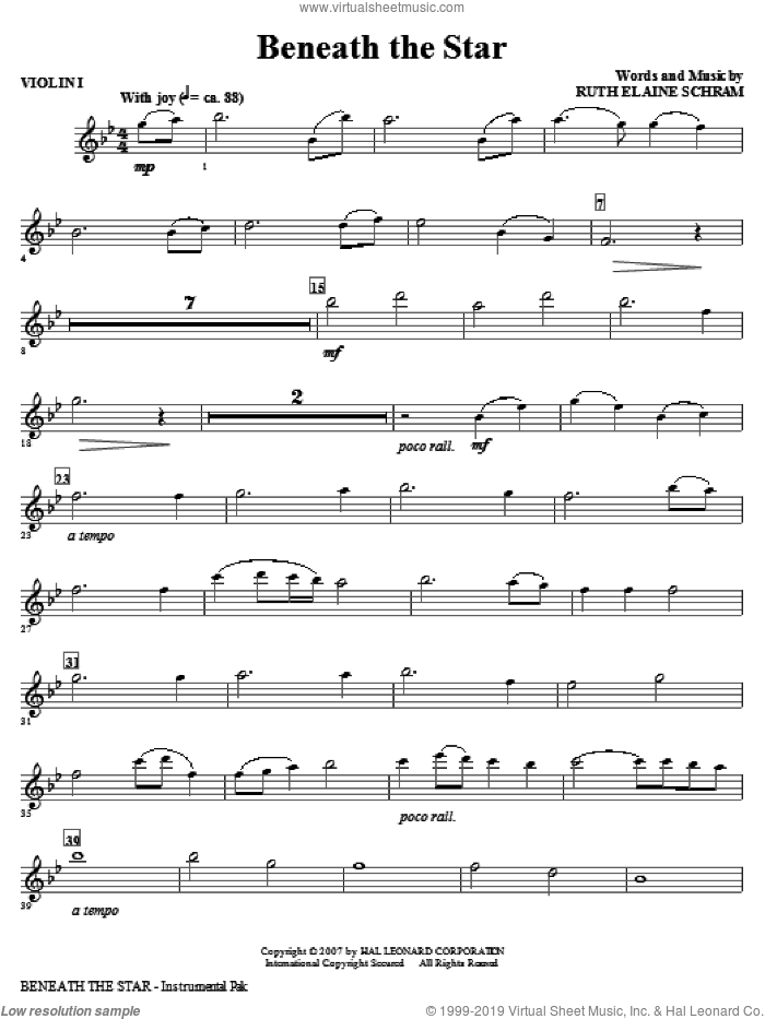 Beneath The Star (complete set of parts) sheet music for orchestra/band (Strings) by Ruth Elaine Schram, intermediate skill level