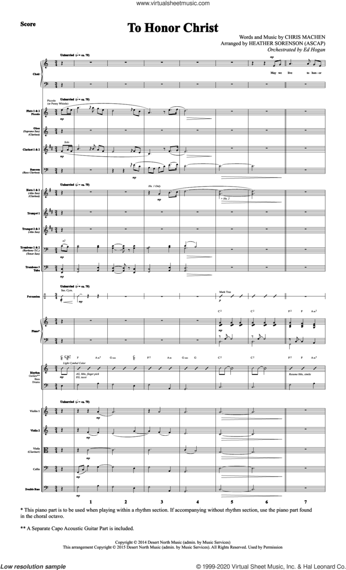 To Honor Christ (COMPLETE) sheet music for orchestra/band by Heather Sorenson and Chris Machen, intermediate skill level