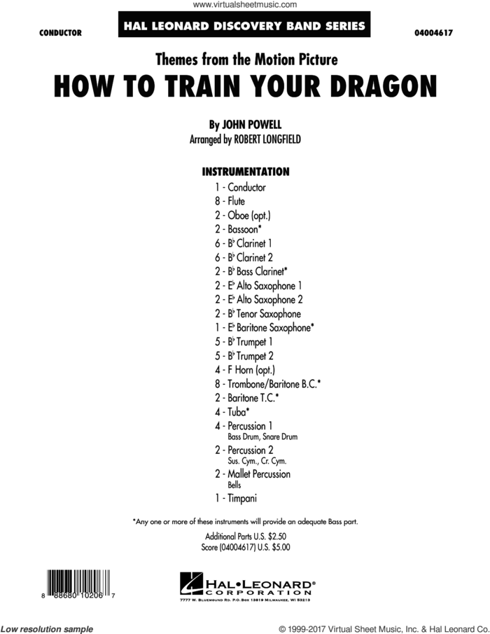 Themes from How to Train Your Dragon (COMPLETE) sheet music for concert band by Robert Longfield and John Powell, intermediate skill level
