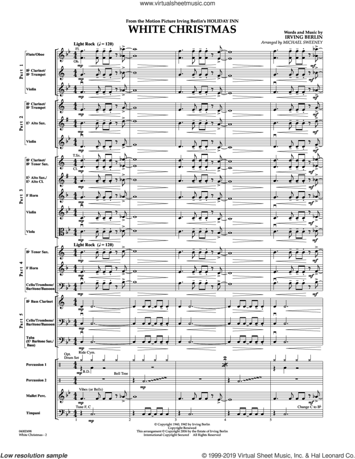 White Christmas (COMPLETE) sheet music for concert band by Irving Berlin and Michael Sweeney, intermediate skill level