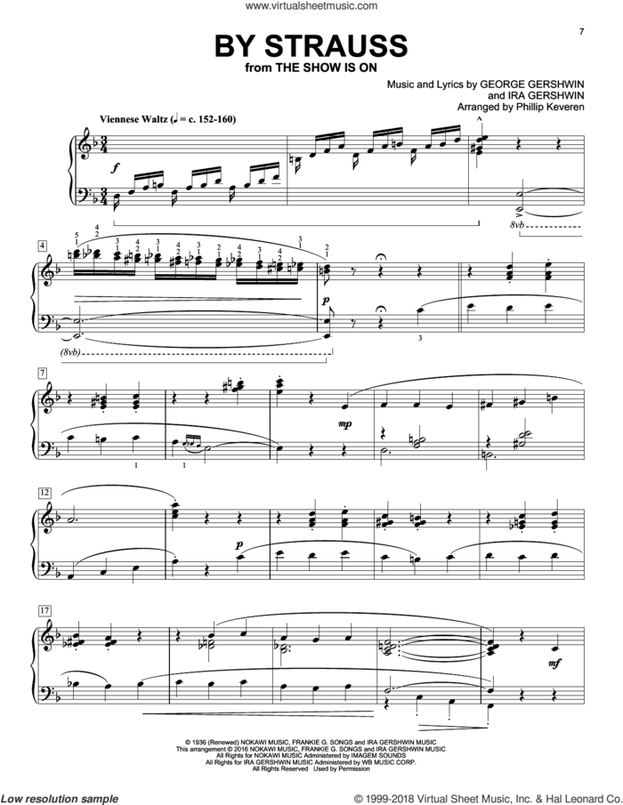 By Strauss (arr. Phillip Keveren) sheet music for piano solo by George Gershwin, Phillip Keveren and Ira Gershwin, intermediate skill level