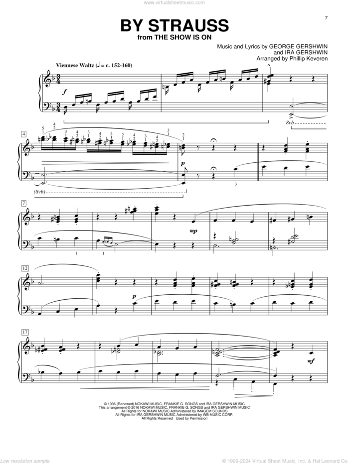 By Strauss (arr. Phillip Keveren) sheet music for piano solo by George Gershwin, Phillip Keveren and Ira Gershwin, intermediate skill level