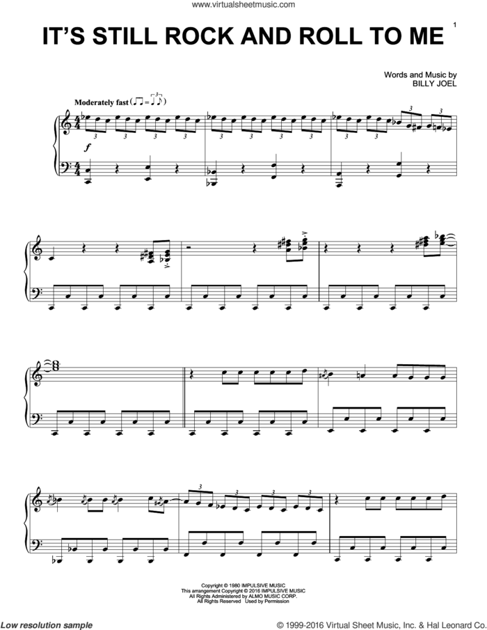 It's Still Rock And Roll To Me [Jazz version] sheet music for piano solo by Billy Joel, intermediate skill level