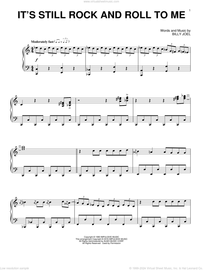 It's Still Rock And Roll To Me [Jazz version] sheet music for piano solo by Billy Joel, intermediate skill level