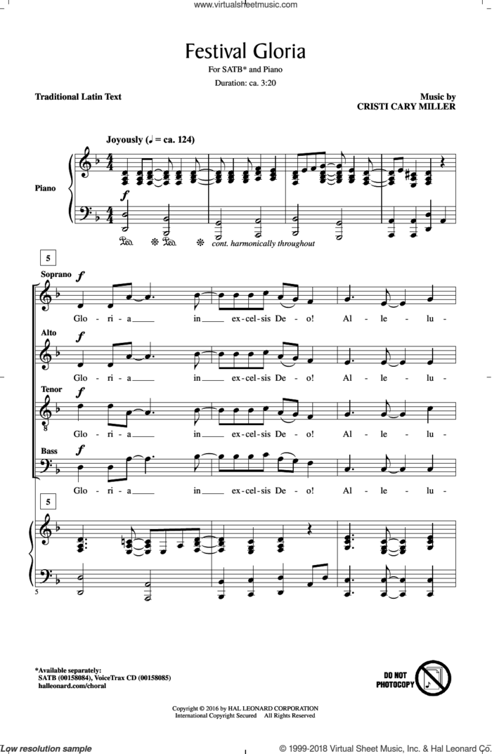 Festival Gloria sheet music for choir (SATB: soprano, alto, tenor, bass) by Cristi Cary Miller and Miscellaneous, intermediate skill level