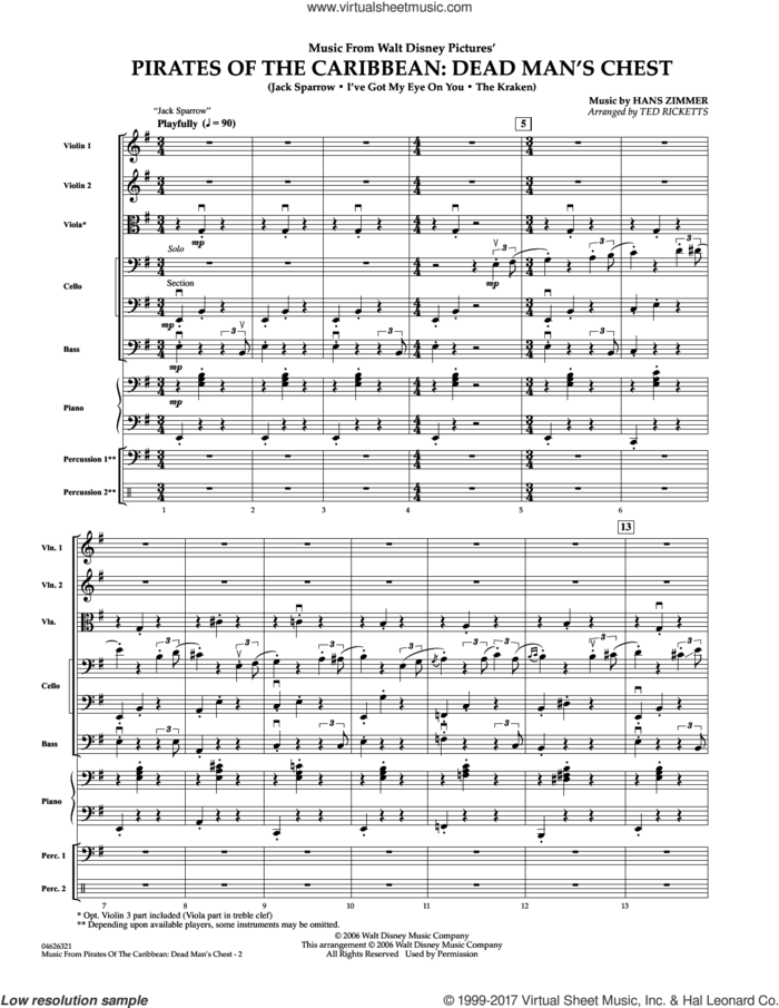 Music from Pirates of the Caribbean: Dead Man's Chest (COMPLETE) sheet music for orchestra by Hans Zimmer and Ted Ricketts, intermediate skill level