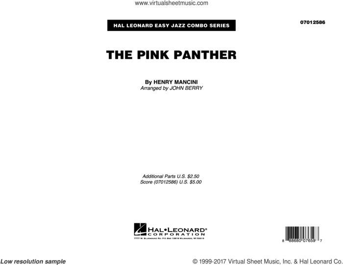 The Pink Panther (COMPLETE) sheet music for jazz band by Henry Mancini and John Berry, intermediate skill level