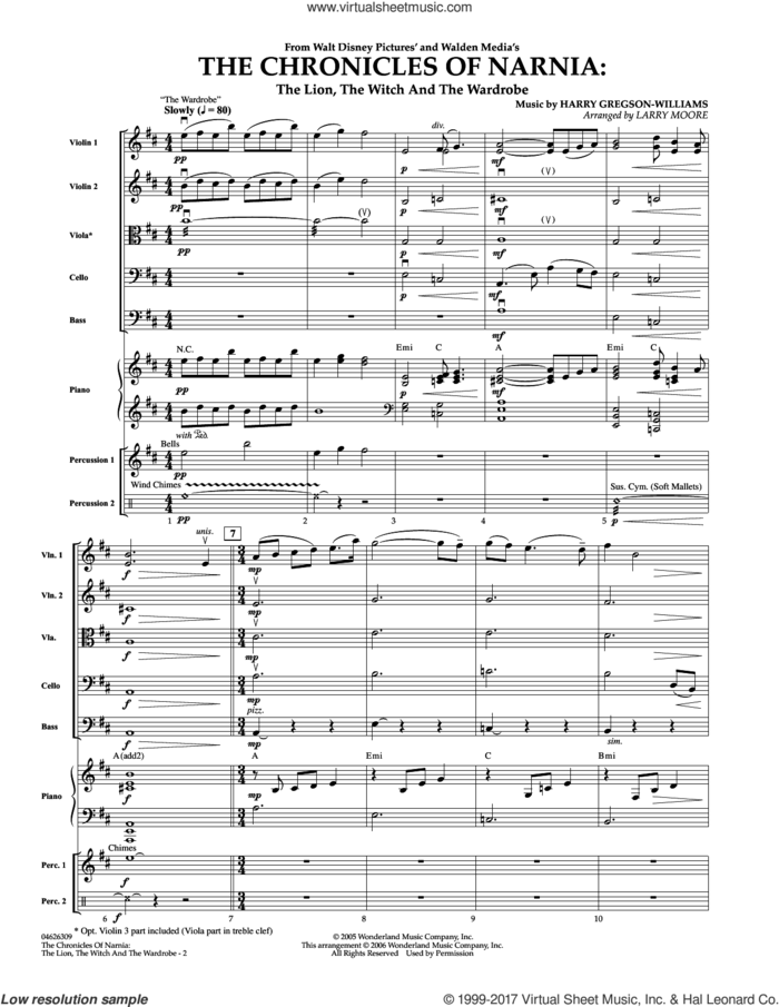 The Chronicles of Narnia (COMPLETE) sheet music for orchestra by Larry Moore and Harry Gregson-Williams, intermediate skill level