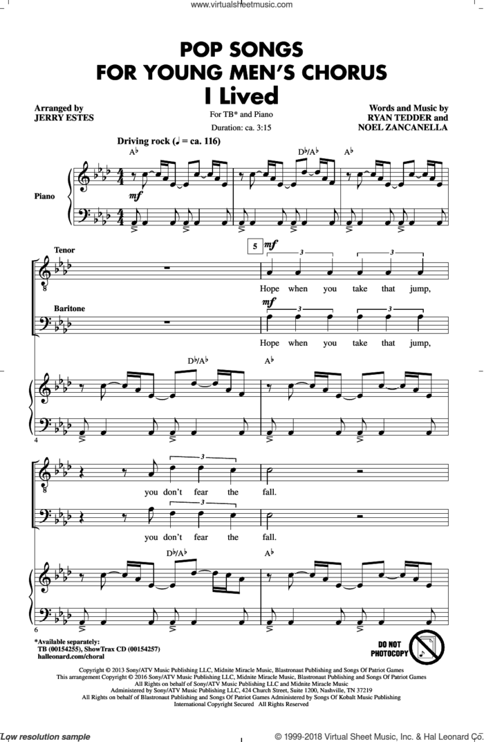 Pop Songs for Young Men's Chorus sheet music for choir (TB: tenor, bass) by Guy Berryman, Jerry Estes, Coldplay, Chris Martin, Jon Buckland and Will Champion, intermediate skill level