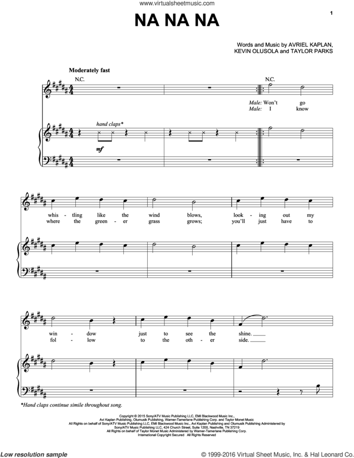 Na Na Na sheet music for voice, piano or guitar by Pentatonix, Avriel Kaplan, Kevin Olusola and Taylor Parks, intermediate skill level