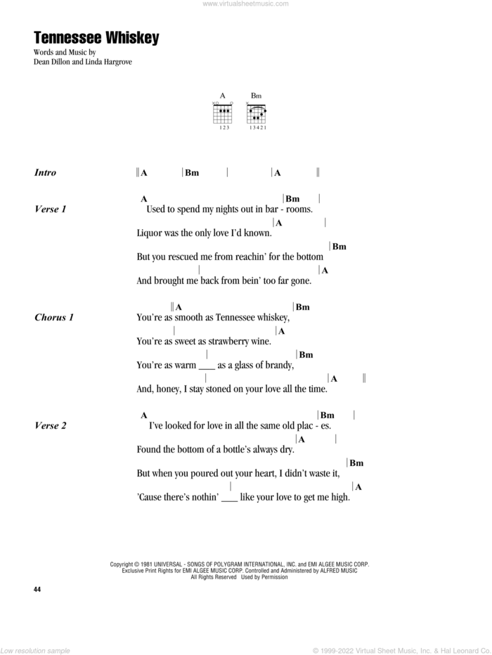 (Smooth As) Tennessee Whiskey sheet music for guitar (chords) by Chris Stapleton, George Jones, Dean Dillon and Linda Hargrove, intermediate skill level