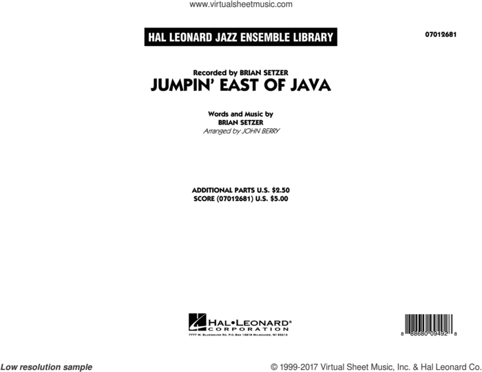 Jumpin' East of Java (COMPLETE) sheet music for jazz band by John Berry and Brian Setzer, intermediate skill level