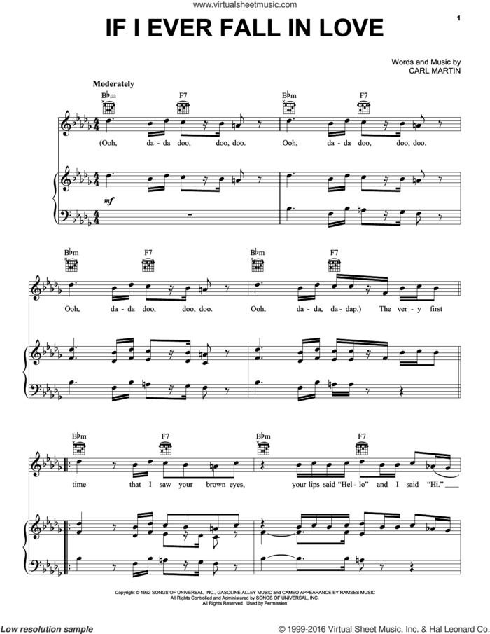 If I Ever Fall In Love sheet music for voice, piano or guitar by Pentatonix, Shai and Carl Martin, intermediate skill level