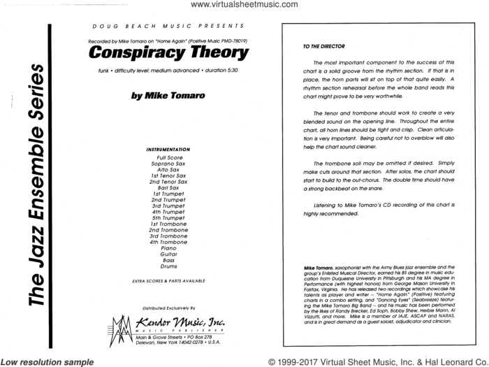 Conspiracy Theory (COMPLETE) sheet music for jazz band by Mike Tomaro, intermediate skill level