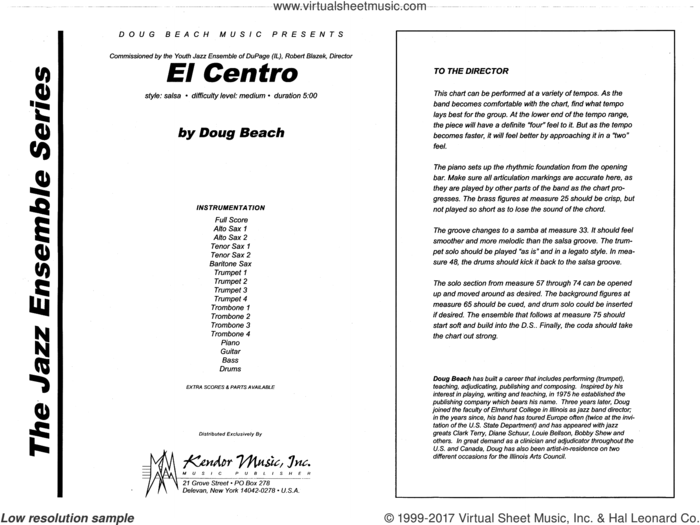 El Centro (COMPLETE) sheet music for jazz band by Neil Slater, intermediate skill level