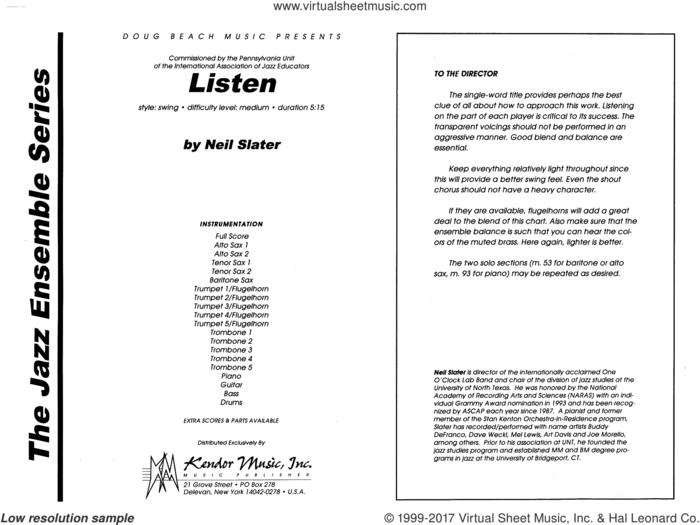 Listen (COMPLETE) sheet music for jazz band by Neil Slater, intermediate skill level