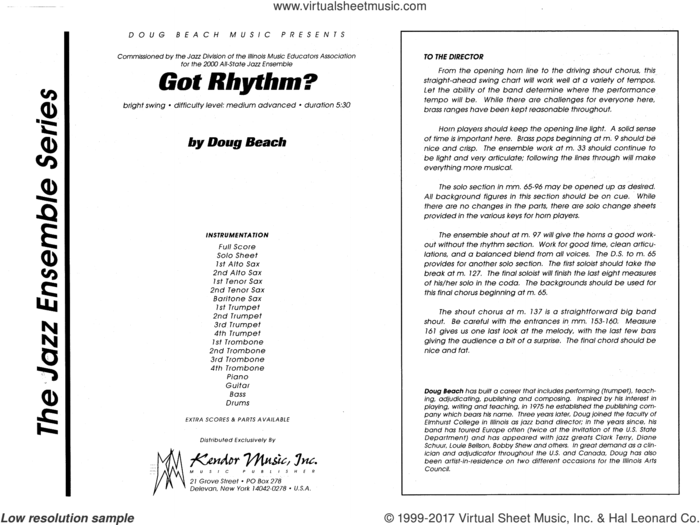Got Rhythm? (COMPLETE) sheet music for jazz band by Doug Beach, intermediate skill level