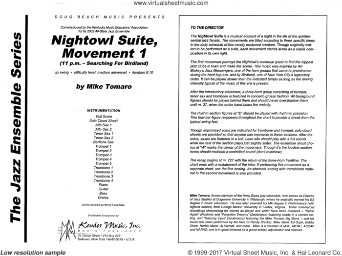 Nightowl Suite, Mvt. 1 (COMPLETE) sheet music for jazz band by Mike Tomaro, intermediate skill level