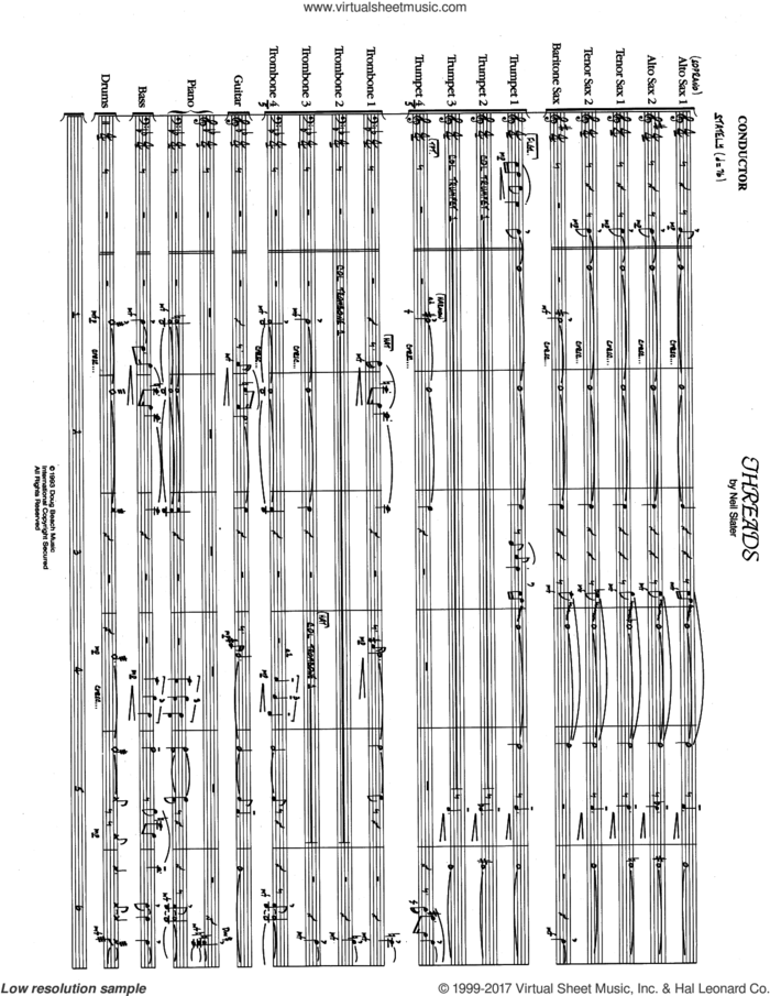 Threads (COMPLETE) sheet music for jazz band by Neil Slater, intermediate skill level