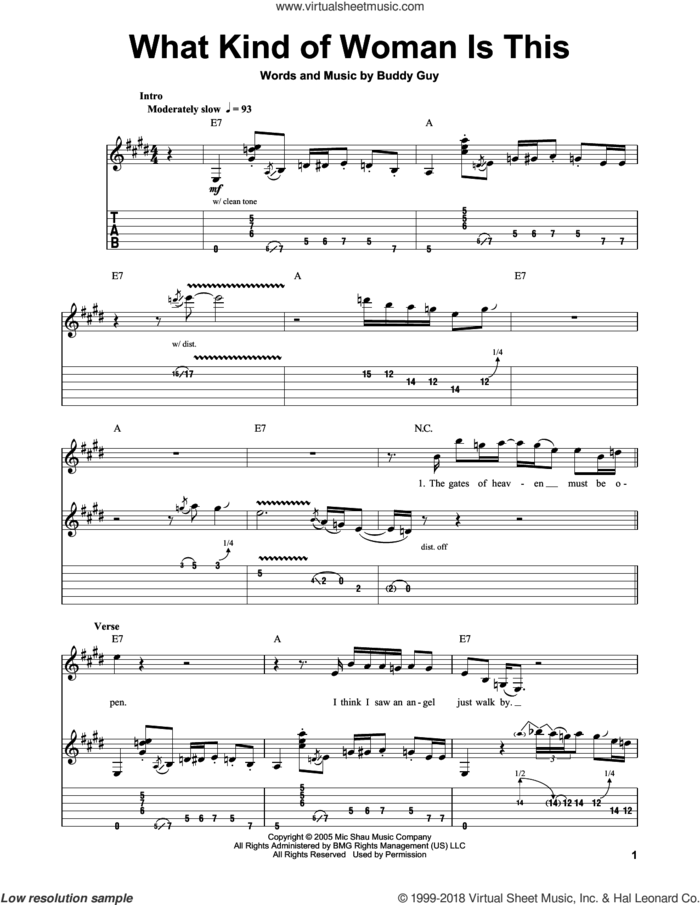 What Kind Of Woman Is This sheet music for guitar (tablature, play-along) by Buddy Guy, intermediate skill level