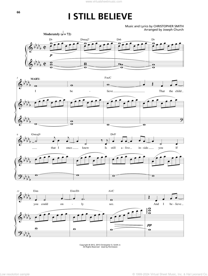 I Still Believe sheet music for voice and piano by Christopher Smith, intermediate skill level