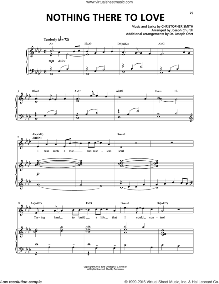 Nothing There To Love sheet music for voice and piano by Christopher Smith, intermediate skill level