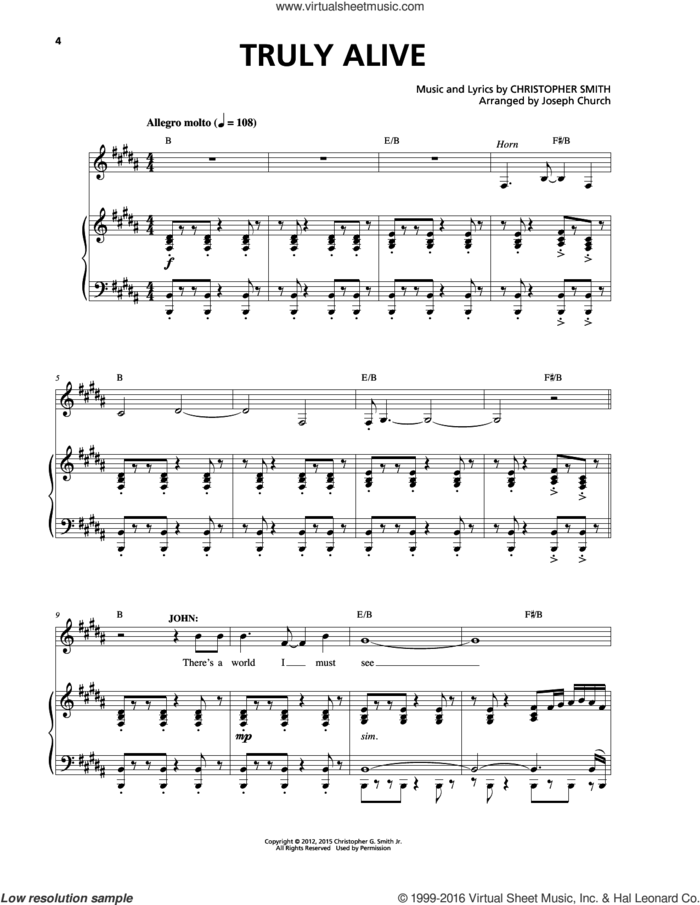 Truly Alive sheet music for voice and piano by Christopher Smith, intermediate skill level
