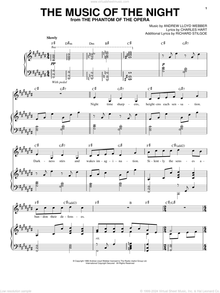 The Music Of The Night (from The Phantom Of The Opera) sheet music for voice and piano by Andrea Bocelli, David Cook, Andrew Lloyd Webber, Charles Hart and Richard Stilgoe, intermediate skill level