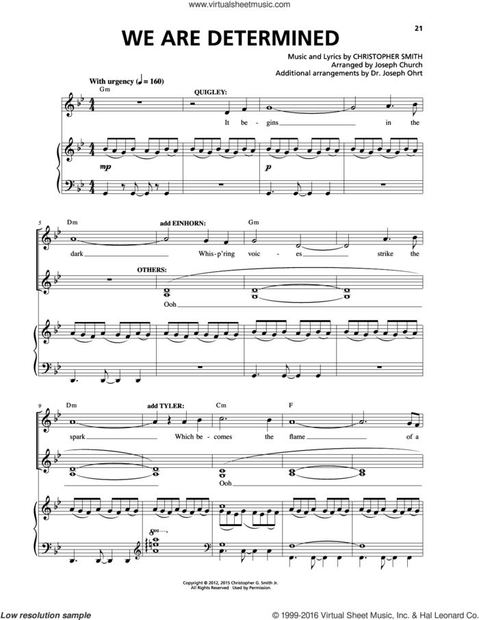 We Are Determined sheet music for voice and piano by Christopher Smith, intermediate skill level
