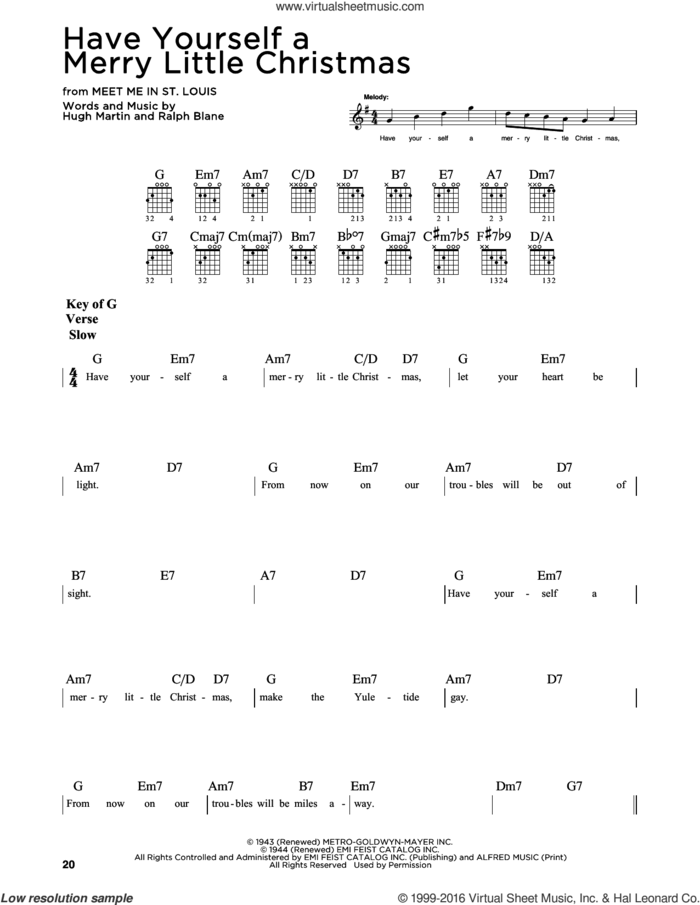 Have Yourself A Merry Little Christmas sheet music for guitar solo (lead sheet) by Hugh Martin and Ralph Blane, intermediate guitar (lead sheet)
