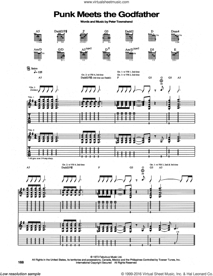The Punk Meets The Godfather sheet music for guitar (tablature) by The Who and Pete Townshend, intermediate skill level