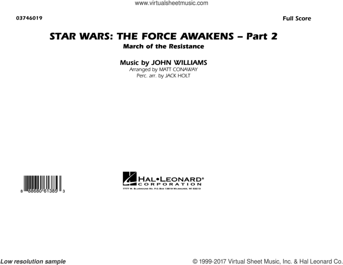 Star Wars: The Force Awakens - Part 2 (COMPLETE) sheet music for marching band by John Williams and Matt Conaway, classical score, intermediate skill level