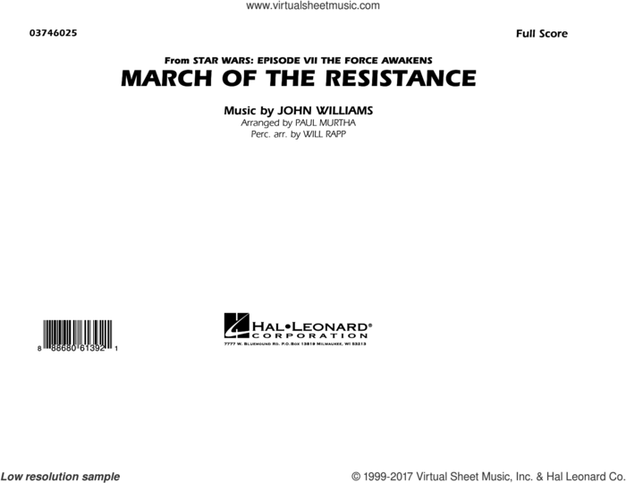 The March of the Resistance (from Star Wars: The Force Awakens) (COMPLETE) sheet music for marching band by John Williams and Paul Murtha, classical score, intermediate skill level