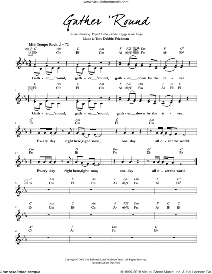 Gather 'Round sheet music for voice and other instruments (fake book) by Debbie Friedman, intermediate skill level