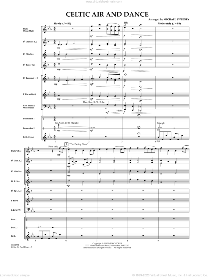 Celtic Air and Dance sheet music for concert band (full score) by Michael Sweeney, intermediate skill level