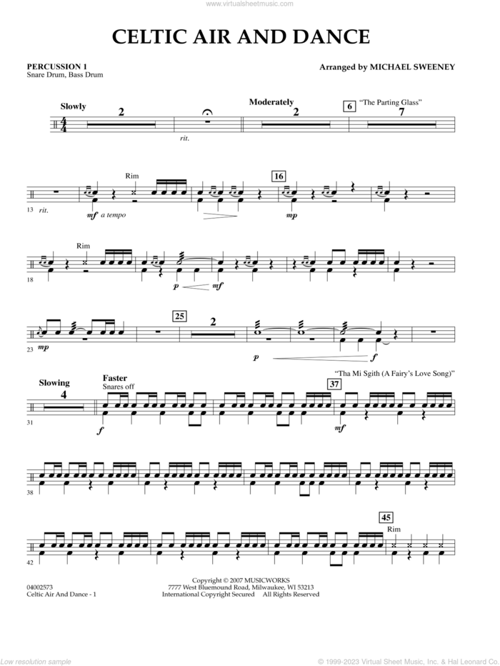 Celtic Air and Dance sheet music for concert band (percussion 1) by Michael Sweeney, intermediate skill level