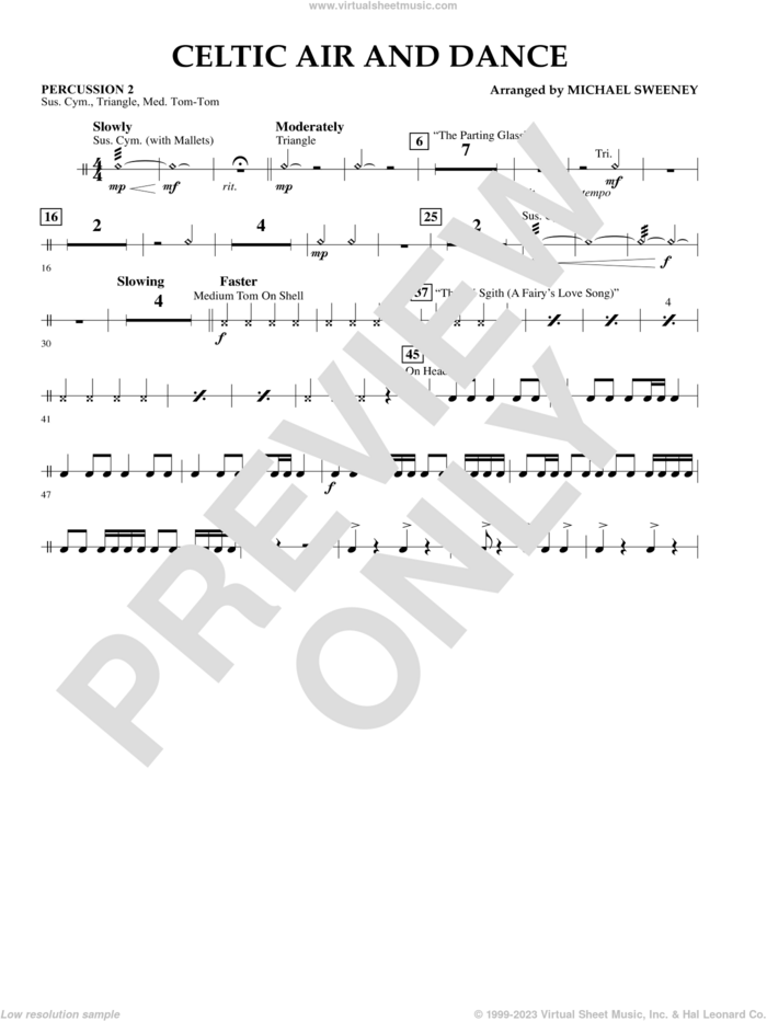Celtic Air and Dance sheet music for concert band (percussion 2) by Michael Sweeney, intermediate skill level
