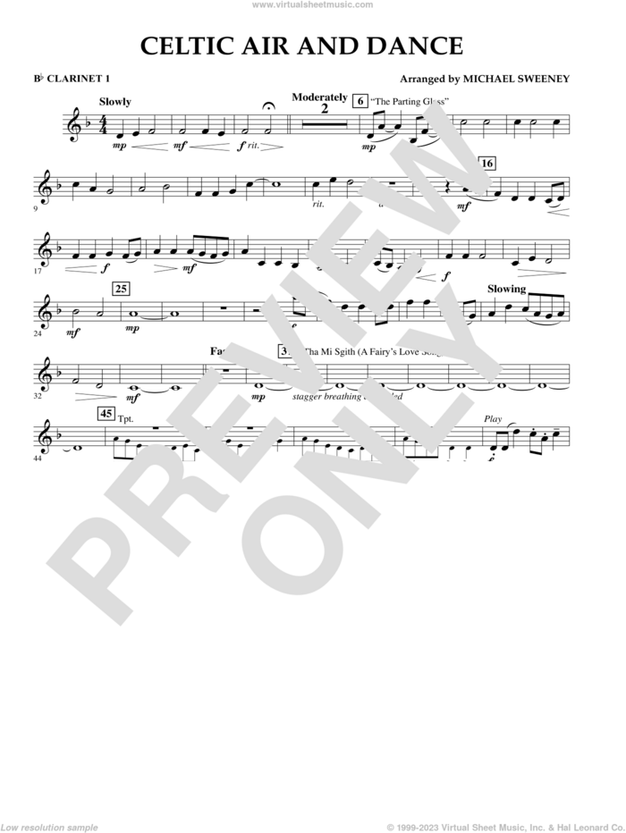 Celtic Air and Dance sheet music for concert band (Bb clarinet 1) by Michael Sweeney, intermediate skill level