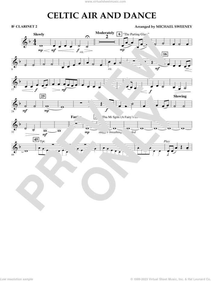Celtic Air and Dance sheet music for concert band (Bb clarinet 2) by Michael Sweeney, intermediate skill level