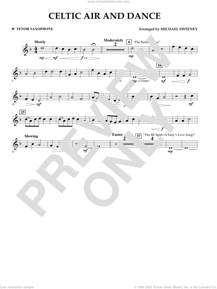 Celtic Air and Dance sheet music for concert band (Bb tenor saxophone) by Michael Sweeney, intermediate skill level