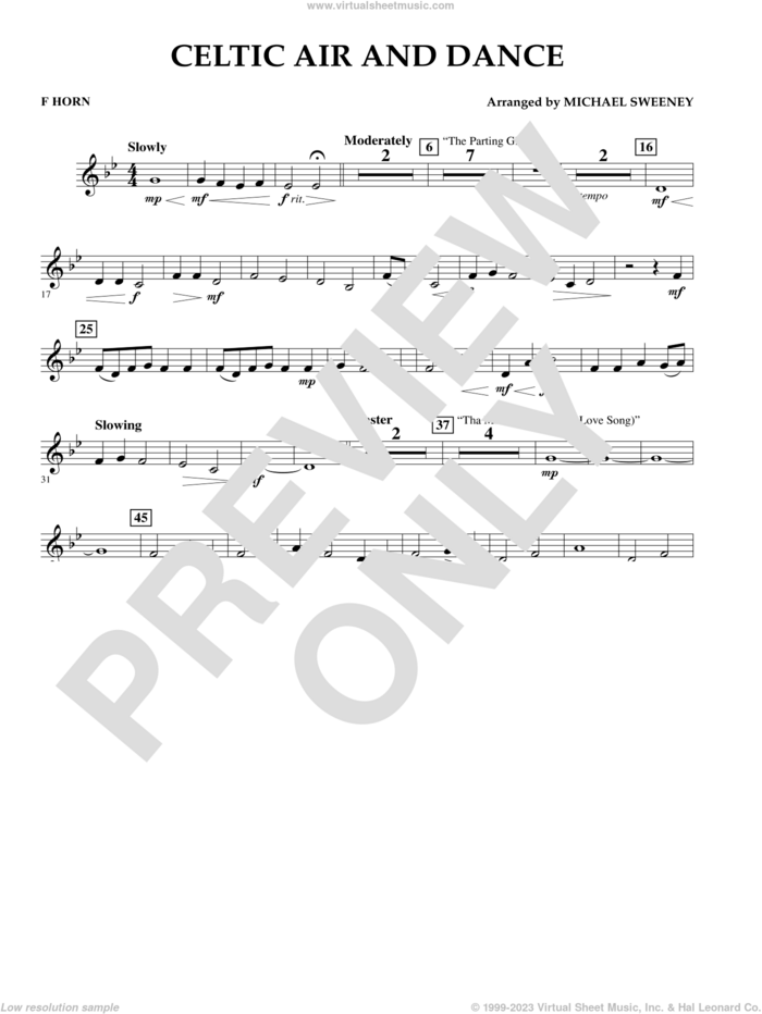Celtic Air and Dance sheet music for concert band (f horn) by Michael Sweeney, intermediate skill level