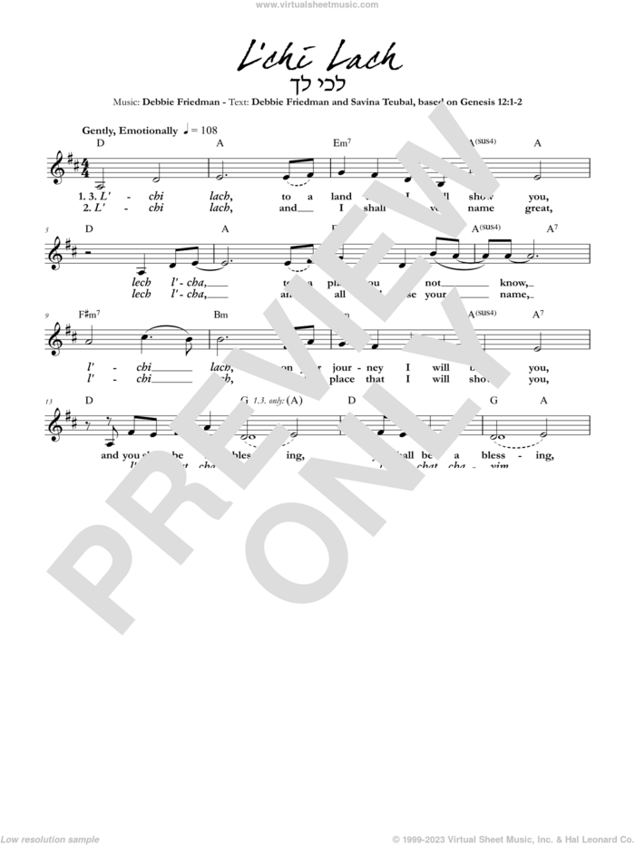 L'chi Lach sheet music for voice and other instruments (fake book) by Debbie Friedman & Savina Teubal, Debbie Friedman and Savina Teubal, intermediate skill level