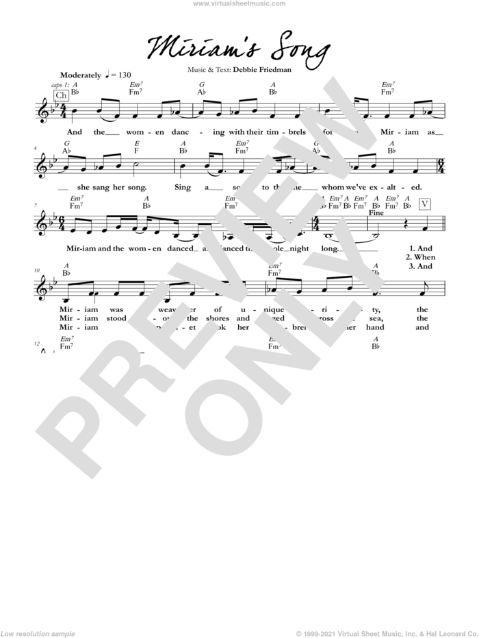 Miriam's Song sheet music for voice and other instruments (fake book) by Debbie Friedman, intermediate skill level