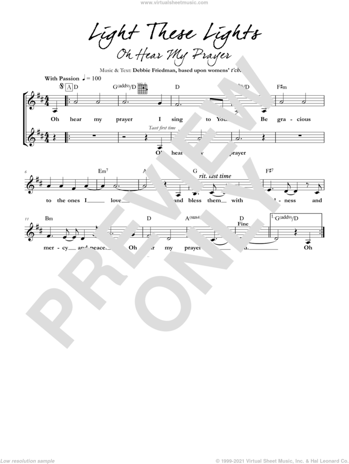 Light These Lights (Oh Hear My Prayer) sheet music for voice and other instruments (fake book) by Debbie Friedman, intermediate skill level
